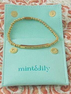 mint&lily Gold Beaded Bracelet "Because I F*cking Sparkle"
